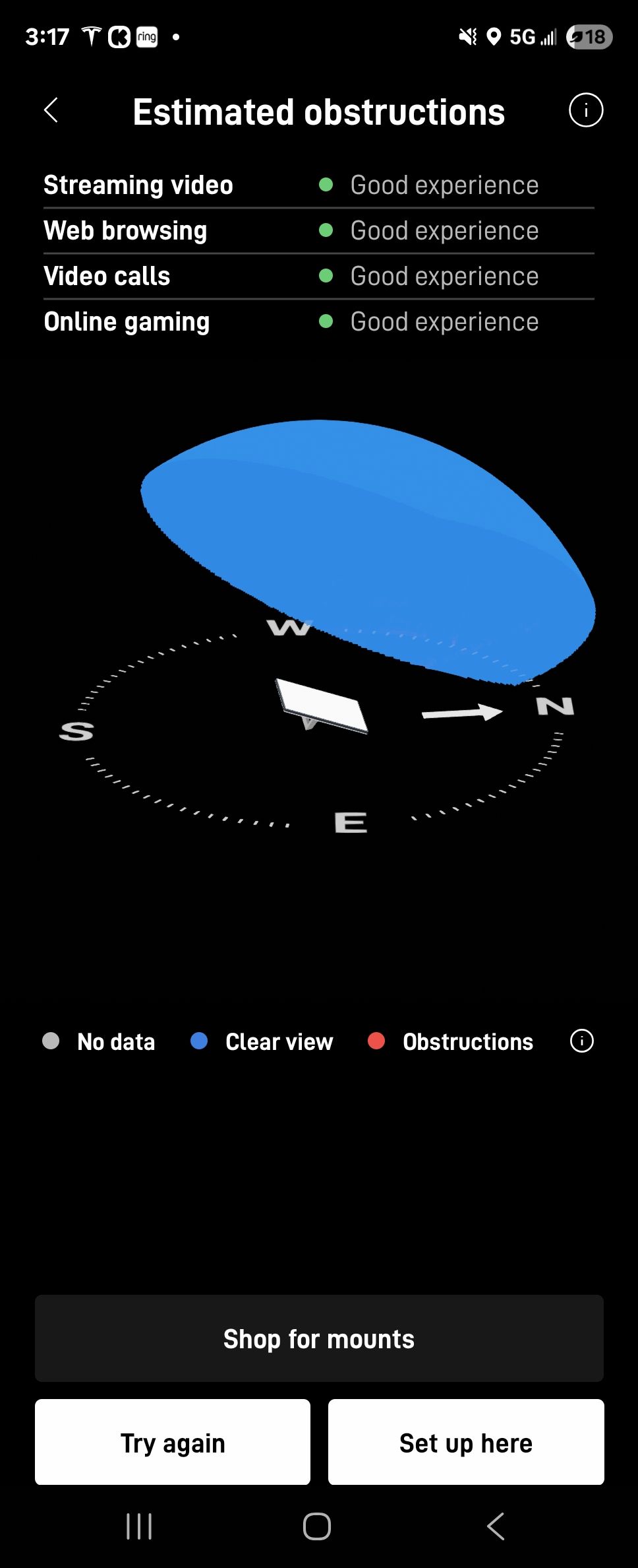 Starlink Obstructions Test Montgomery AL