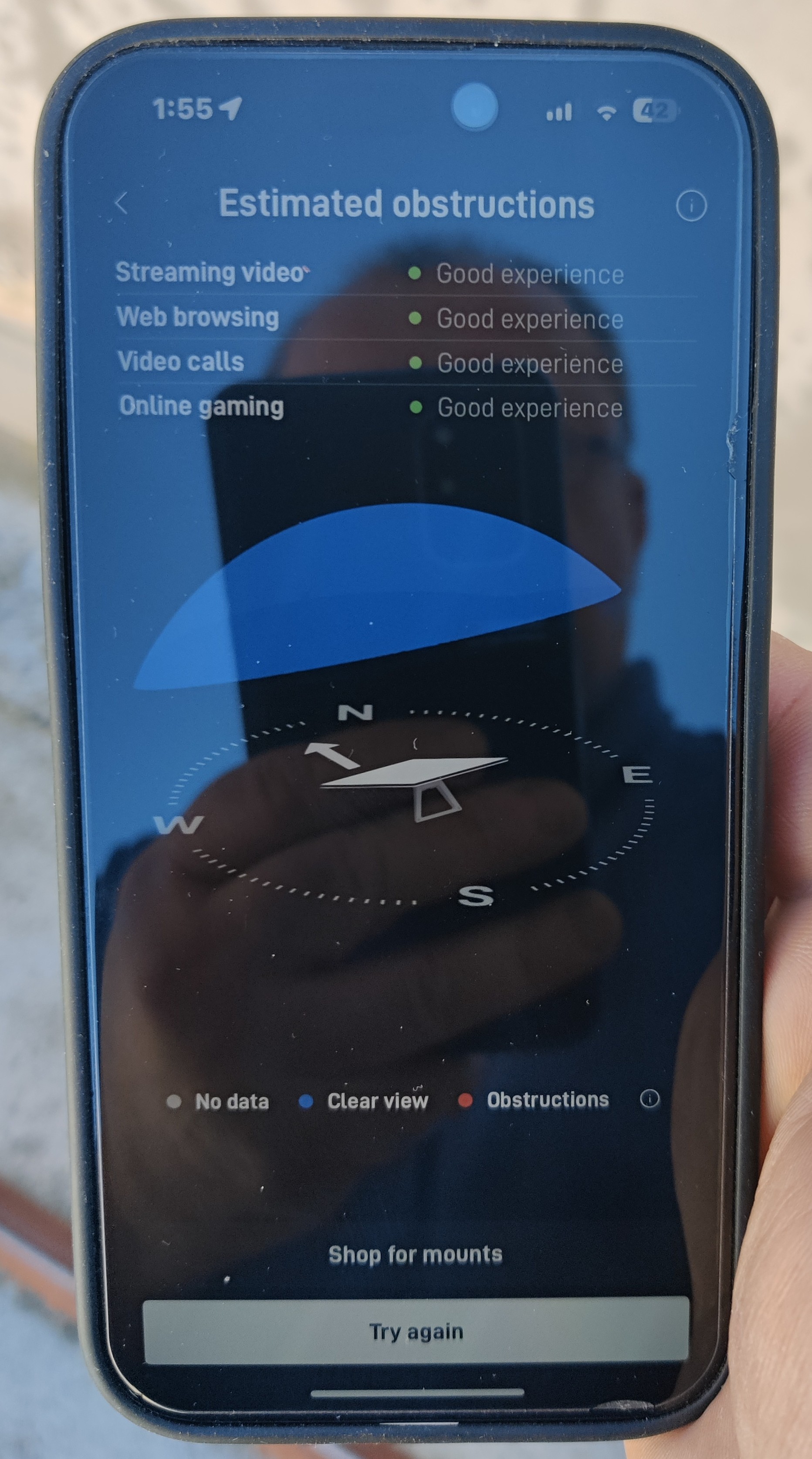Starlink Obstructions Test Roseville CA