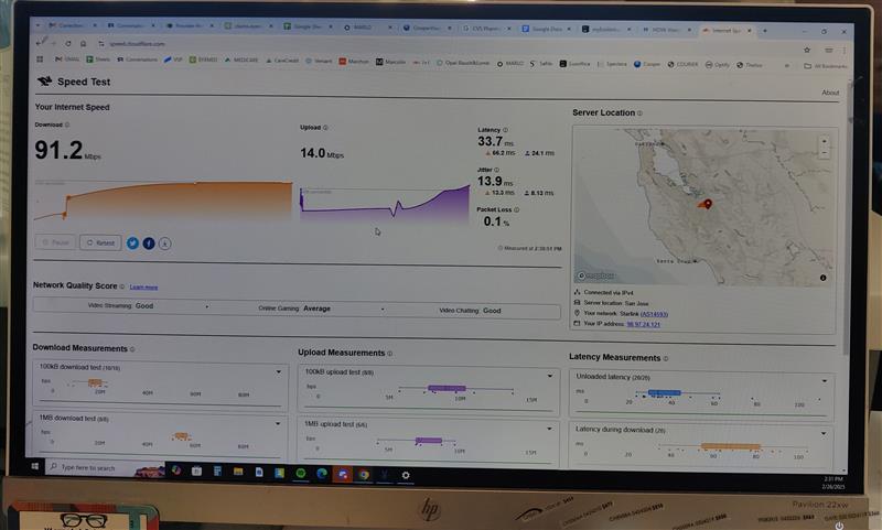 Starlink Speed Test Roseville CA
