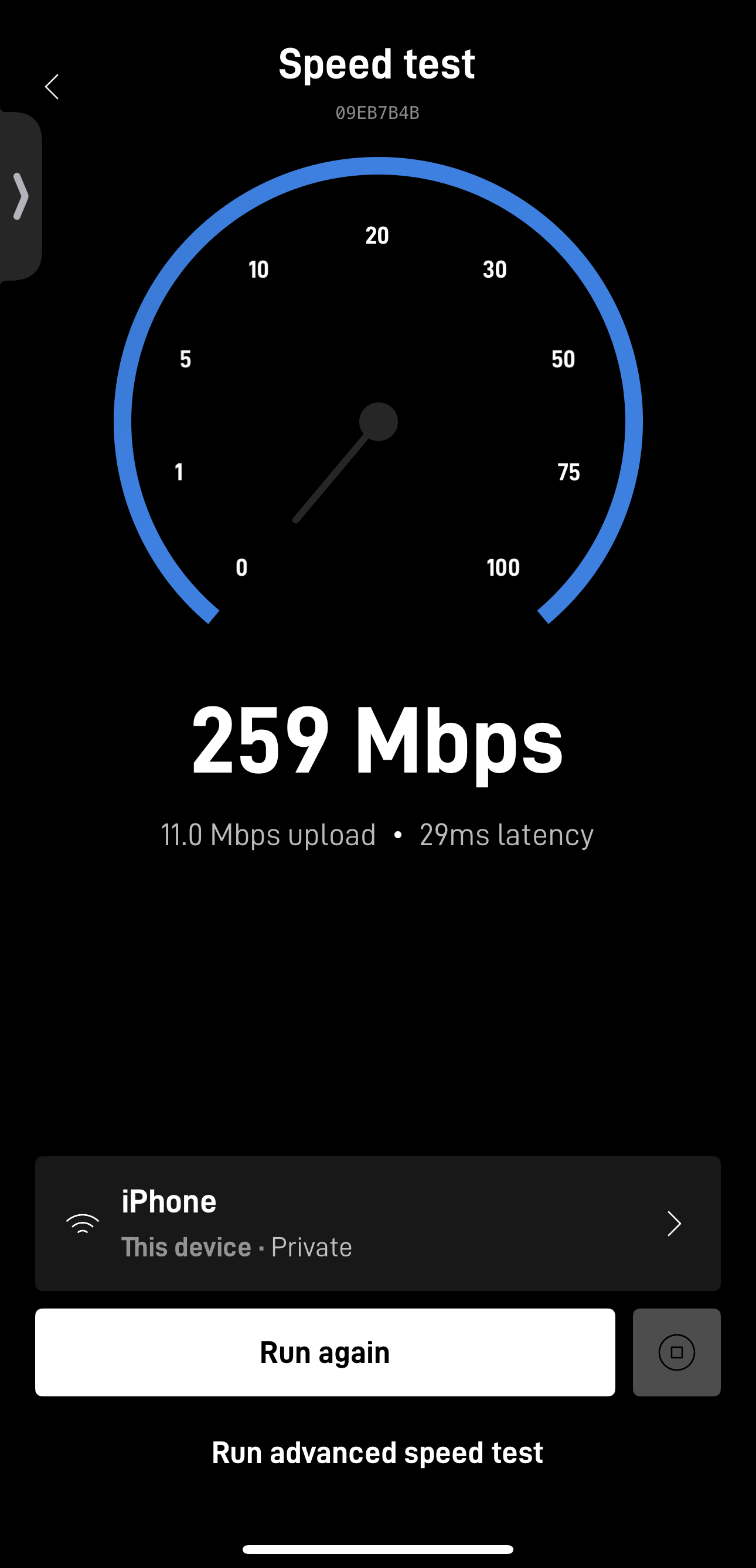 Starlink Speed test Rolling Hills CA 
