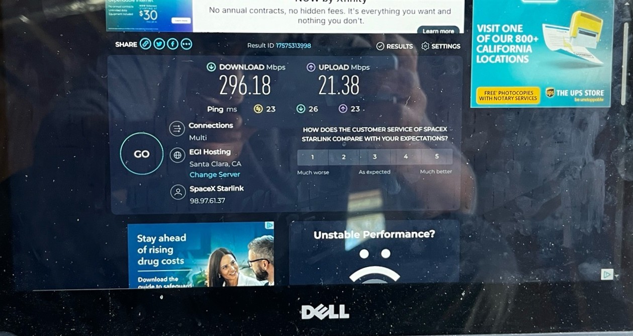 Starlink Speed test Visalia CA