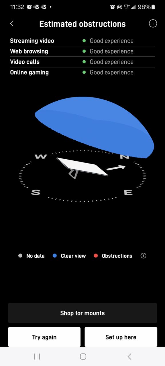 Starlink Obstructions Test Aberdeen ID