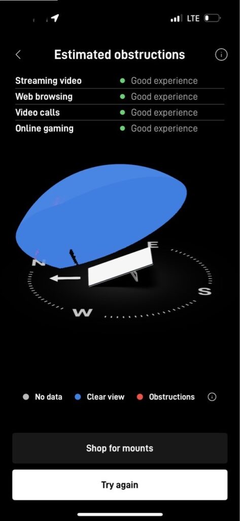Starlink obstructions test