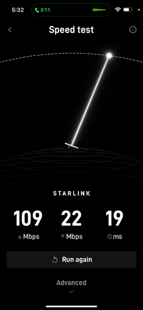 Starlink speed test in Campobello SC