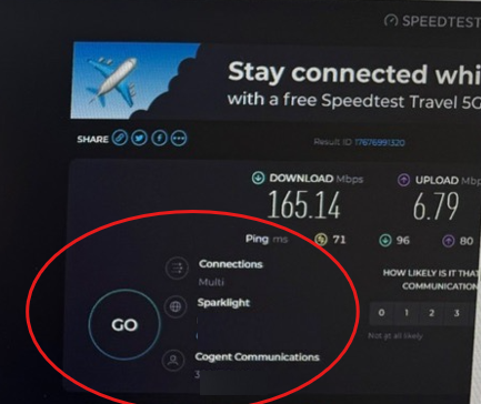 Starlink speed test Randleman NC