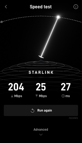 Starlink speed test Elkhart IN