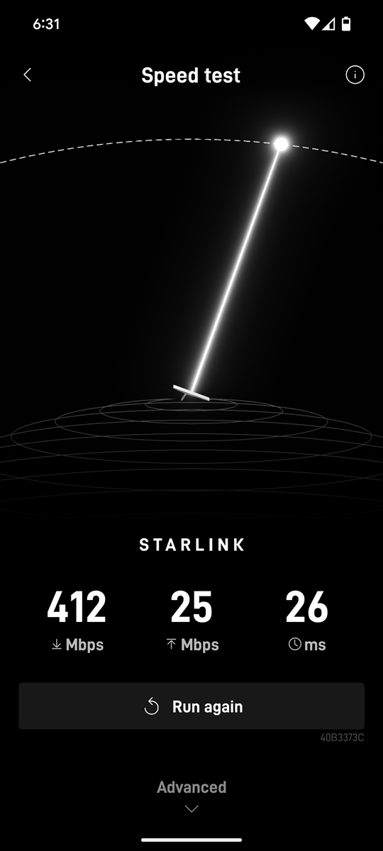 Starlink speed test Rocklin CA