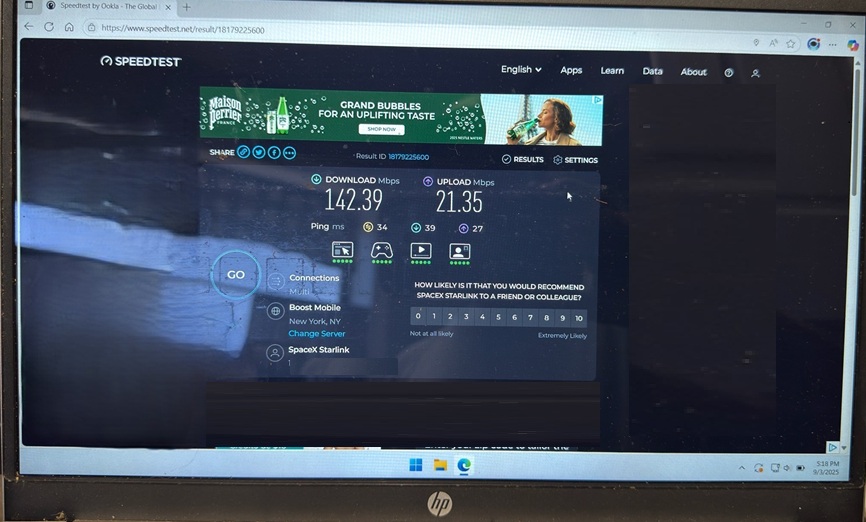 Starlink speed test 1