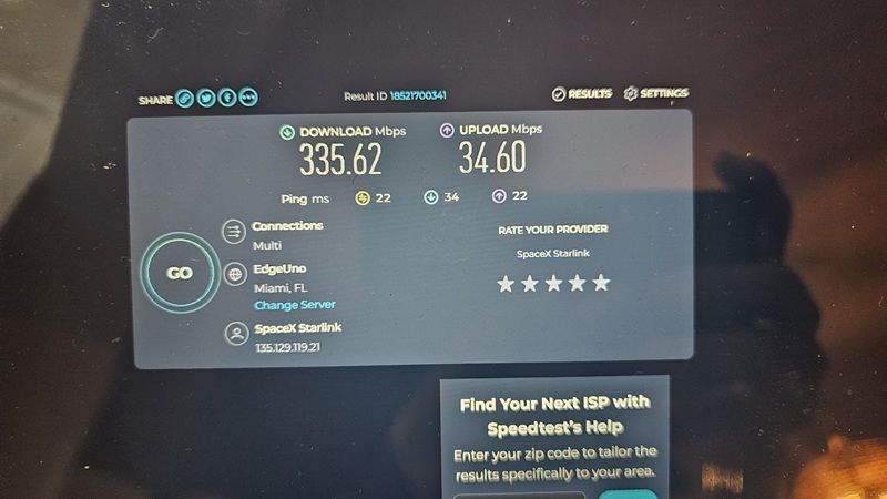 Starlink speed test Port St. Lucie FL
