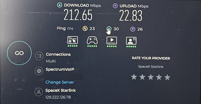 Second Starlink speed test Dover DE